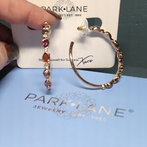 Park Lane Gold and Pink tones Hoop Earrings with Twisted Design